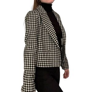 Rachel Zoe cropped black and white tweed blazer New size Small open front lined